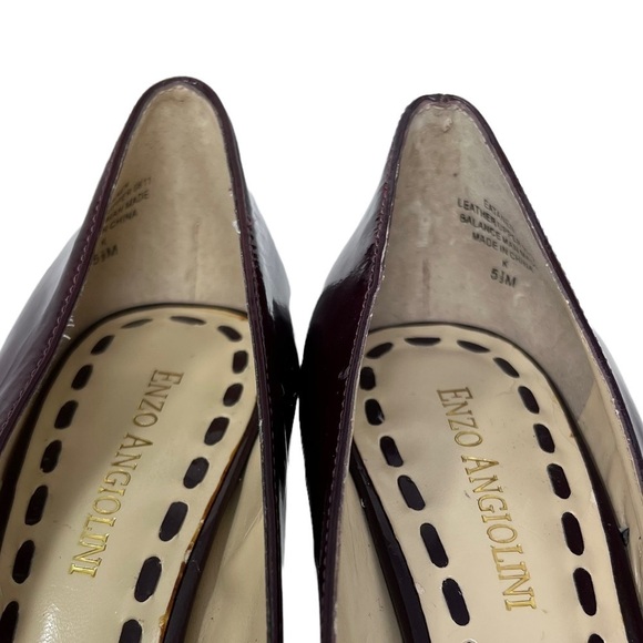 Enzo Angiolini Eatanen Patent Leather Peep Toe Platform Heels Burgundy Size 5.5 - Picture 11 of 13
